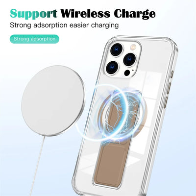 Luxury Folding Wristband Stand Magnetic Phone Case For iPhone 17 18 Pro Max 15 16 Plus 14 13 12 Shockproof Protective Back Cover
