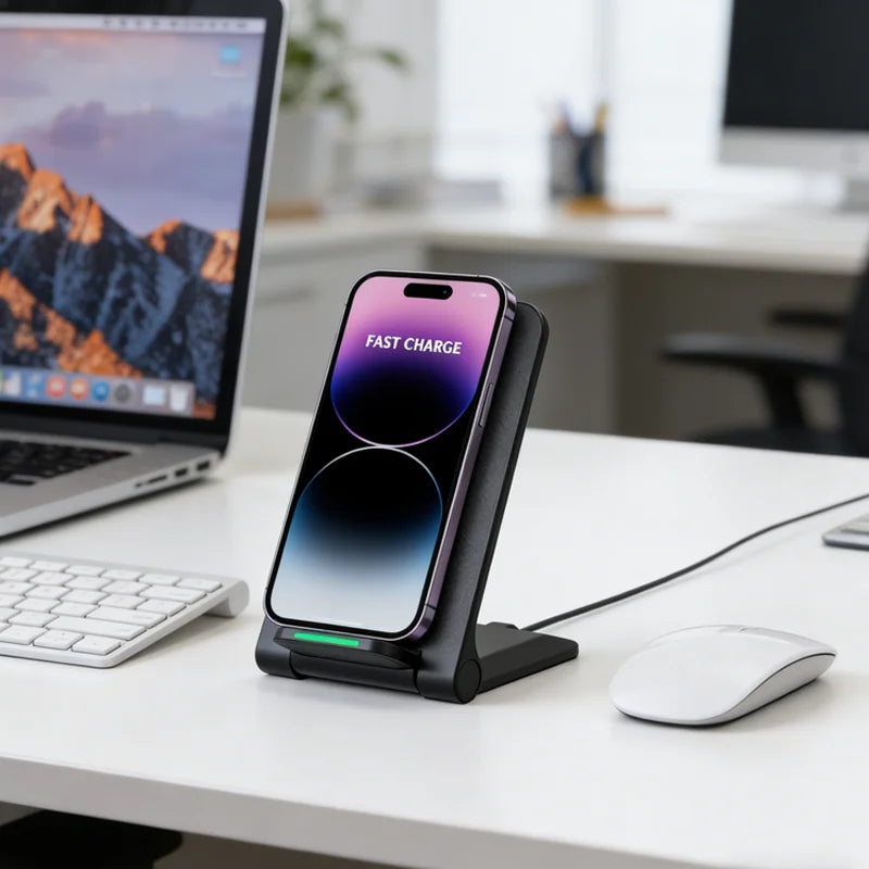 Fast Wireless Charger Stand Pad for iPhone 17 16 15 14 13 Pro Samsung Xiaomi Phone Chargers Induction Fast Charging Dock Station