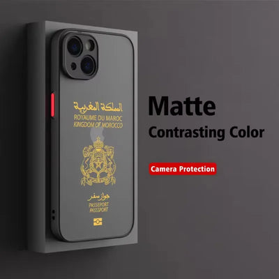 Moroccan Passport Map Phone Case For iPhone 17 16 15 11 12 14 13 Pro Max Mini X XS XR 7 Plus 17E Air Shockproof Hard Matte Cover