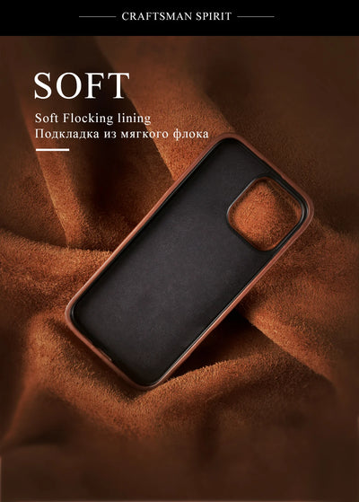 Retro for Iphone 16 Pro Max 18pro 15 14 13 Case Luxury Genuine Leather Cases for Iphone17 Vintage Back Cover Phone Cases Fundas