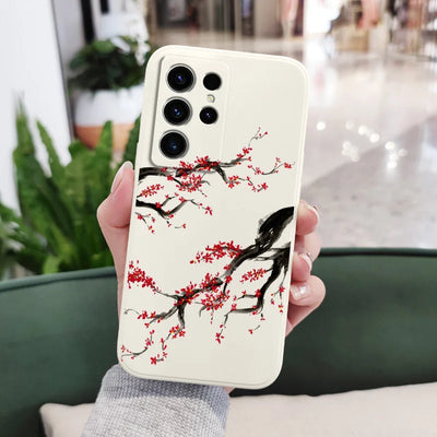 Cold Plum Snow Phone Case For Samsung Galaxy S25 S24 S23 S22 S21 S20 S10 S10E Ultra Plus FE Note 20 Ultra Plus Cover