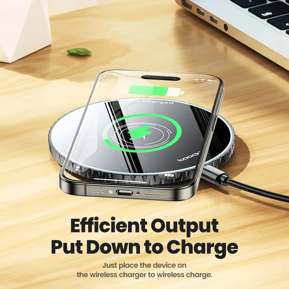 Toocki 15W Wireless Charger Pad Fast Wireless Charging Station for iPhone 15 14 13 12 Samsung Galaxy S23 S22 S21 S20 Airpods