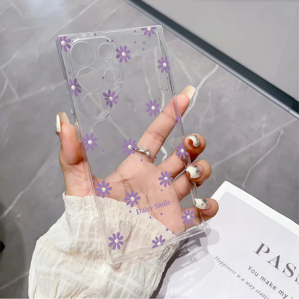 Daisy Smile Print Soft TPU Case for Samsung Galaxy S26 S25 S24 S23 S22 S21 S20 Note 20 Ultra 9 8 10 S8 S9 S10 Plus Clear Cover