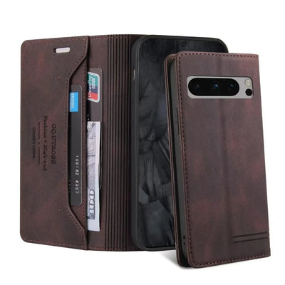 Anti theft Brush Flip Leather Case for Google Pixel 10 9 Pro XL 10A 9A 8 7 6 Pro 8A 7A Stand Card Solt Wallet Phone Etui Cover