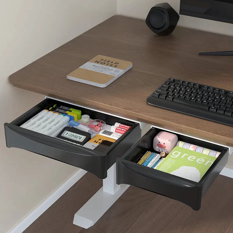 Small Under Desk Storage Cabinet with Mobile Pedestal, Hidden Drawer and Cable Management for Efficient Workspace Setup