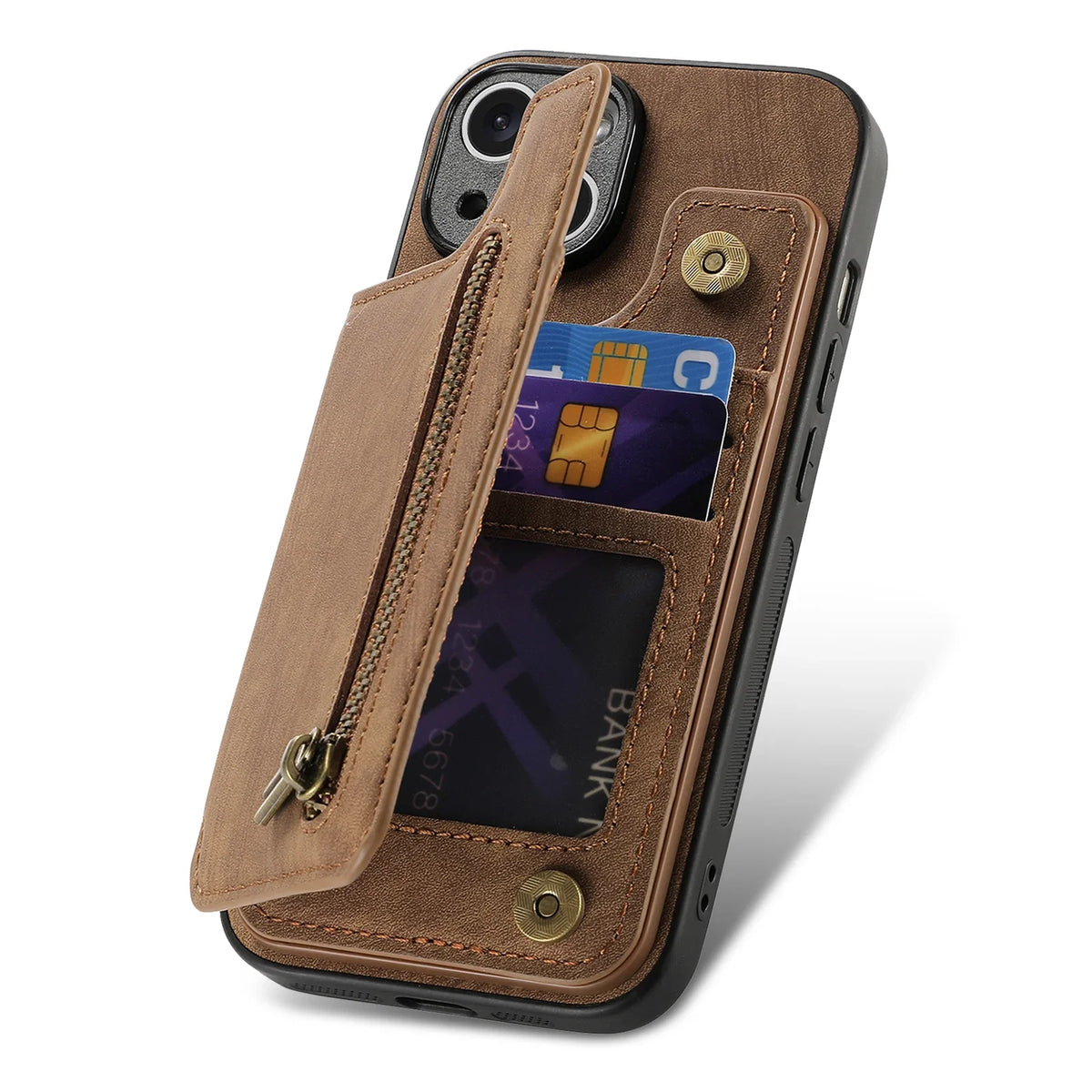 Zipper Card Solt Wallet Leather Case For iPhone 16 Pro Max 17 Air 15 14 Plus 13 12 11 Se2022 Pocket Magnetic Double Buckle Cover