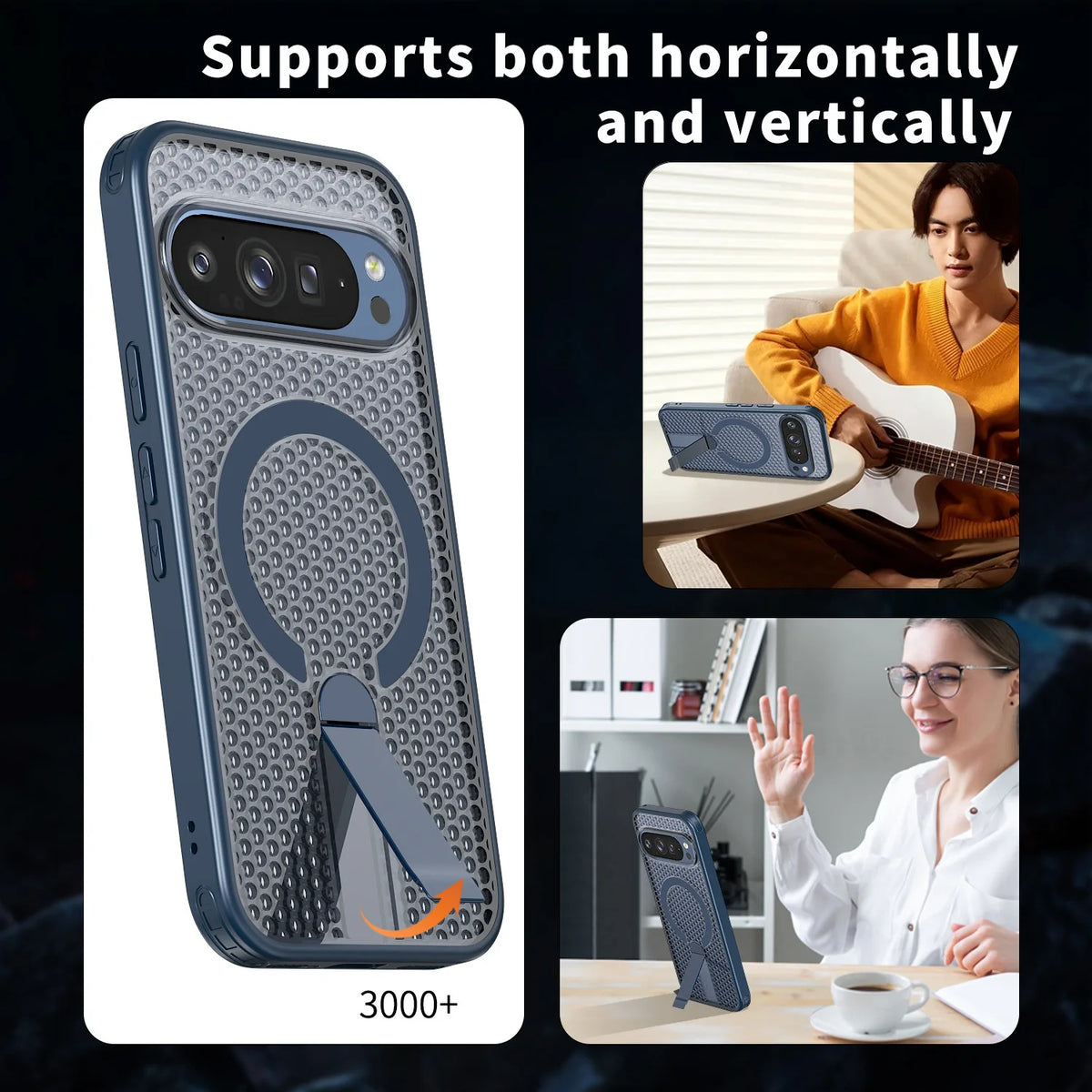 Magnetic Bracket Cooling Shockproof Phone Case For Google Pixel 11 10 9 Pro XL 10A 9A Mesh Ventilation Wireless Charging Cover