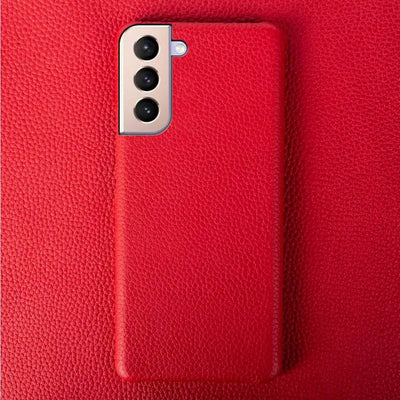 For SAMSUNG S21 CASE Litchi Texture Genuine Leather Cases S26FE S25Ultra S224 Plus S23 S22 Phone Cover Coque Protective Shell