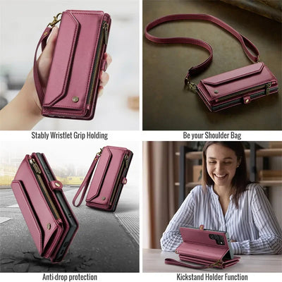 Crossbody Lanyard Wallet Case for Samsung Galaxy S26 S25 S24 Ultra S23 FE S22 Plus A17 A37 A57 A16 A36 A56 A15 A35 A55 Cover