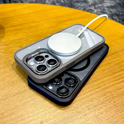 Luxury Transparent Case For iPhone 18 17 16 15 14 13 12 11 Pro Max Air 18Pro 16Pro For Magsafe Wireless Charge Stand Lens Cover