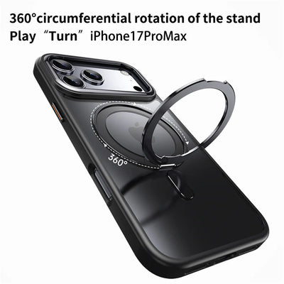 Luxury For Magsafe 360 Rotating Magnetic Stand Phone Case for iPhone 17 16 15 Pro Max 14 13 12 11 Metal Ring Fold Bracket Cover