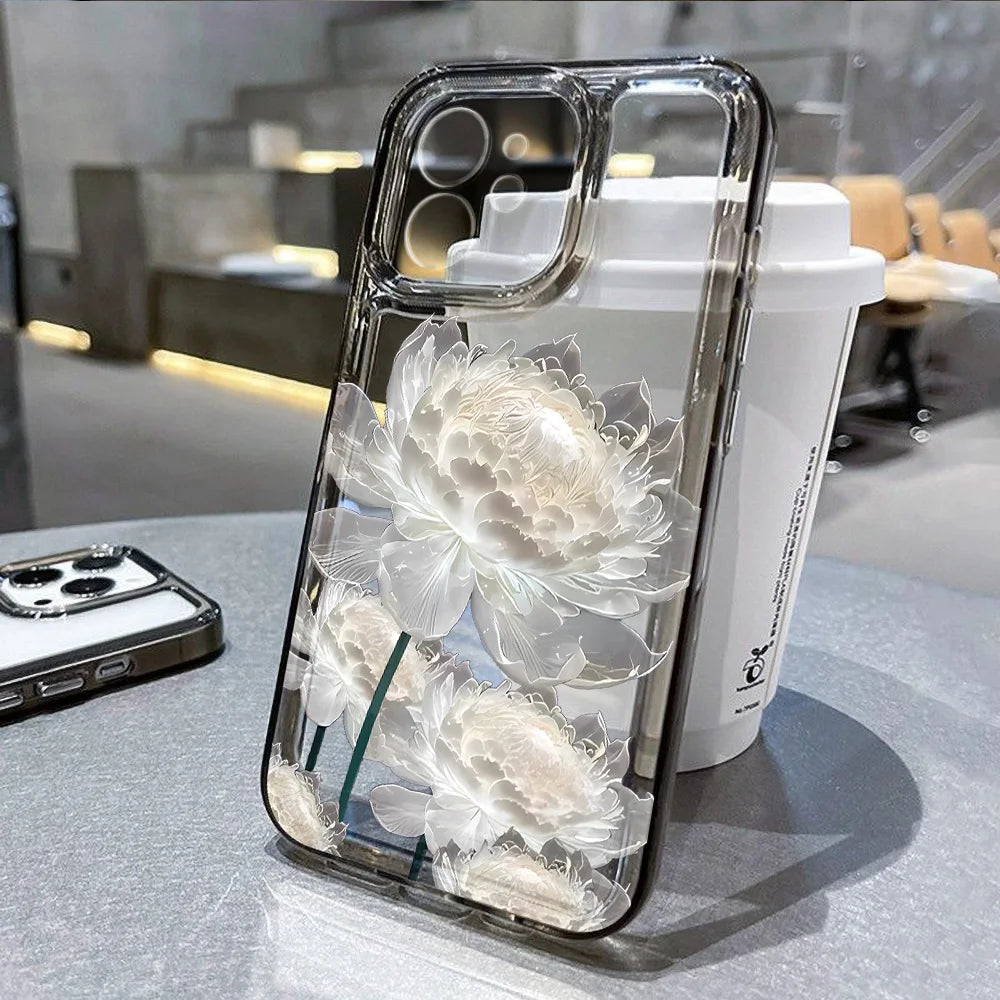 Lotus Flower Transparent Phone Case For iPhone 17 13 16 Pro 18 15 11 12 14 Pro Max 7 8 Plus Air 16e XR SE Shockproof Cover Coque