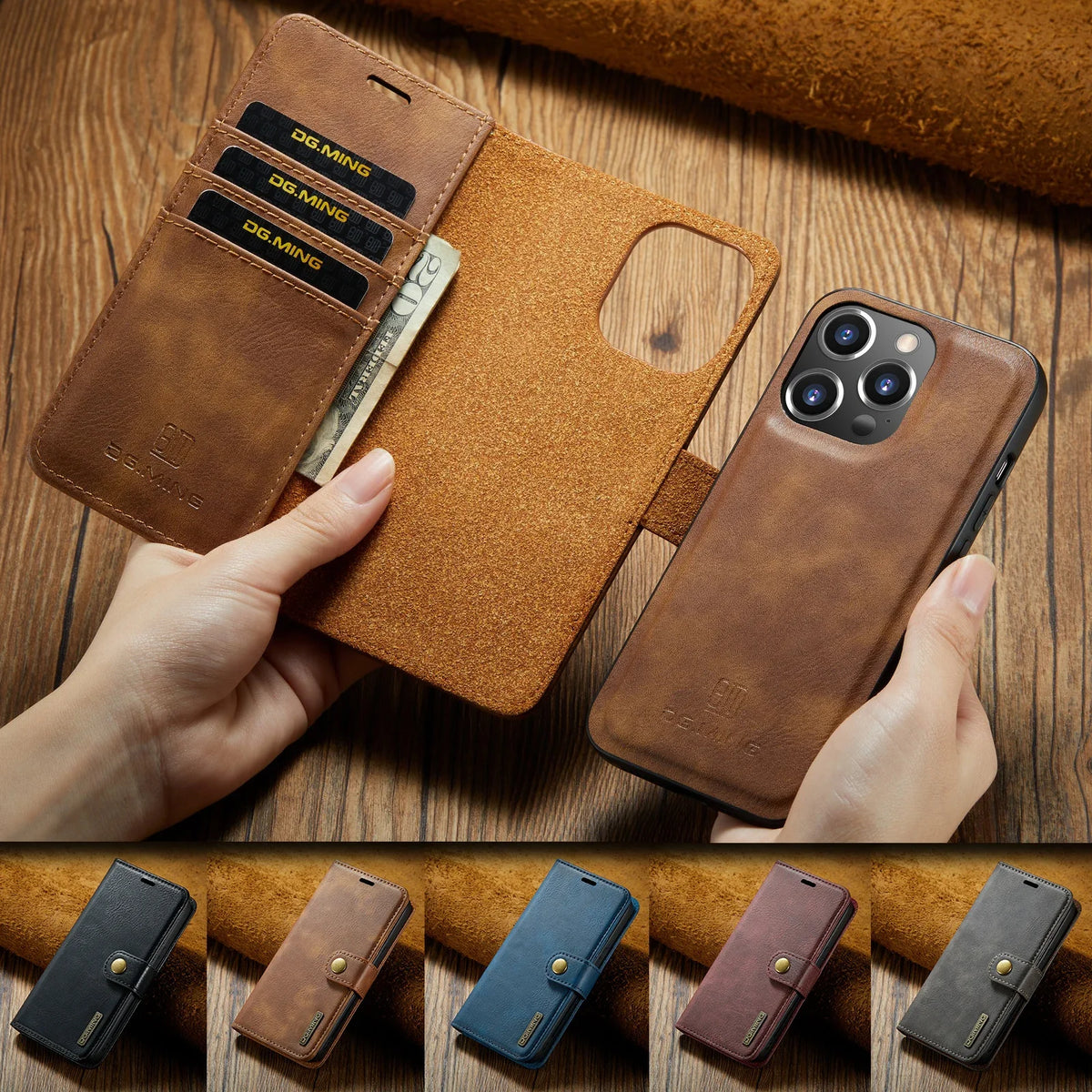 Detachable Magnetic Leather Phone Case for IPhone 16 17 Pro Max 15 12 13 11 14 Plus Air SE 2022 Wallet Card Holder Cover Coque