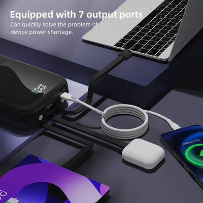 10000mAh Portable Power Bank for Universal Devices Super Fast Charging with Built-in Cable Large Capacity Power Bank for All Smartphones
