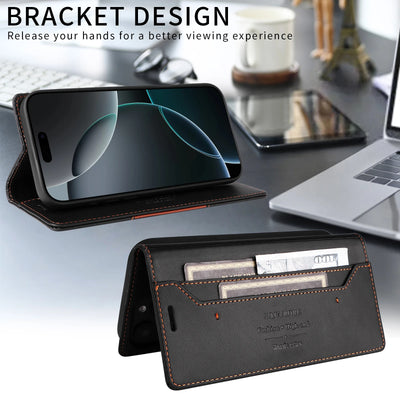 Magnetic Leather Case For iPhone 16 15 14 13 12 11 17 18 Pro Max 18Pro 15 Plus 17e 16e SE3 Business Flip Wallet Card Slot Cover