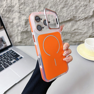 Magnetic Lens Bracket Phone Case For iPhone 17 16 15 14 13 12 11 Pro Max XR XS For Magsafe Hard Acrylic Shockproof Bumper Cover