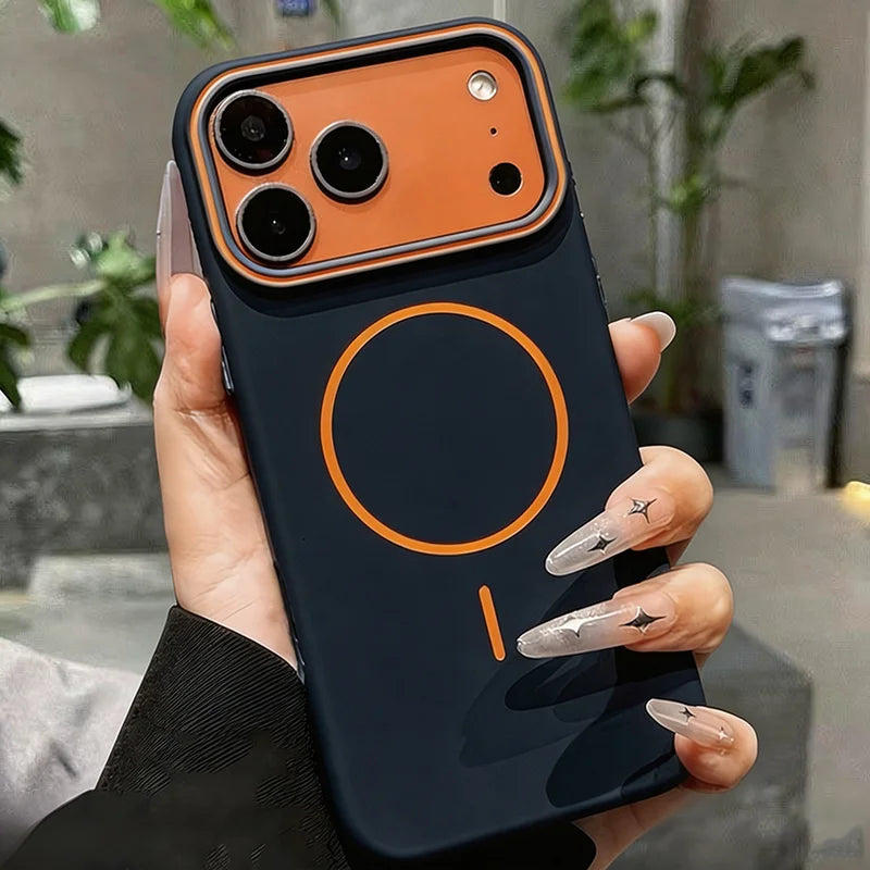 Luxury Simple Magnetic Matte Soft Phone Case For iPhone 18 17 16 15 14 13 Pro Max For MagSafe Wireless Charging Shockproof Cover