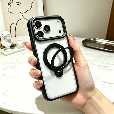 Magnetic Phone Case With 360 Rotatable Metal Kickstand, Clear Shockproof Protective Cover With IPhone 17 Pro Max 16 15 14 13 12 All Models
