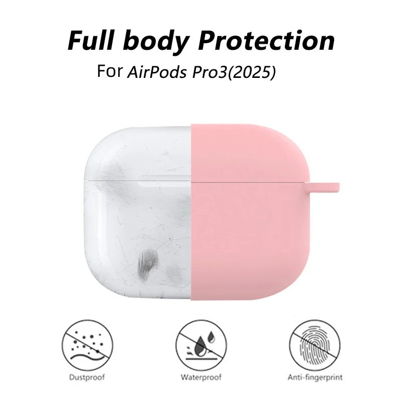 for AirPods Pro 3 2025 New Case Full Protective Soft Silicone Shockproof Case with Keychain for AirPods Pro 3 Case for Men Women