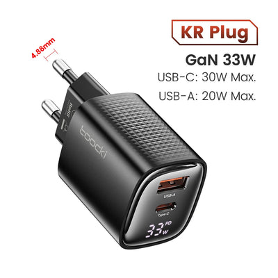 Toocki GaN USB C Charger 33W/67W Digital Display PD QC Fast Charging 40W Type C Phone Charger for iPhone 17 16 15 Samsung Xiaomi