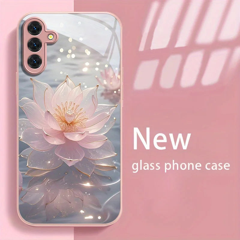 Lotus Flowers Glass Phone Case For Samsung S26 Ultra S25 S24 S23 Plus A57 5G A56 A55 A54 A53 A37 A36 A17 A26 A25 A24 Cases Cover