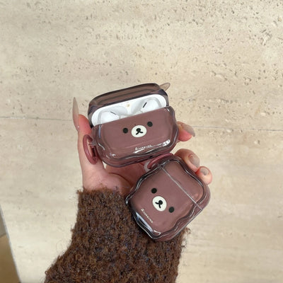Rilakkuma Bear Cute Cartoon Earphone Case For Airpods 4 Pro 3 2 1 Wireless Bluetooth Headset Protective Cover With Keychain