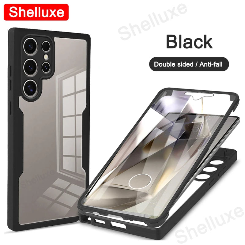 360 Full Body Front+Back Case Shelluxe For Samsung Galaxy S26 S25 Edge S24 S23 Ultra S22 Plus S21 FE Silicone Double Sided Cover