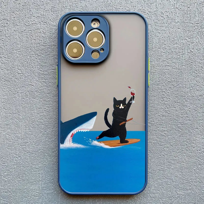 Funny Cat Daily Life Phone Case For iPhone 16 17 Pro Max Cases 11 12 14 Pro Max Mini 13 15 Plus XR Shockproof Back Covers