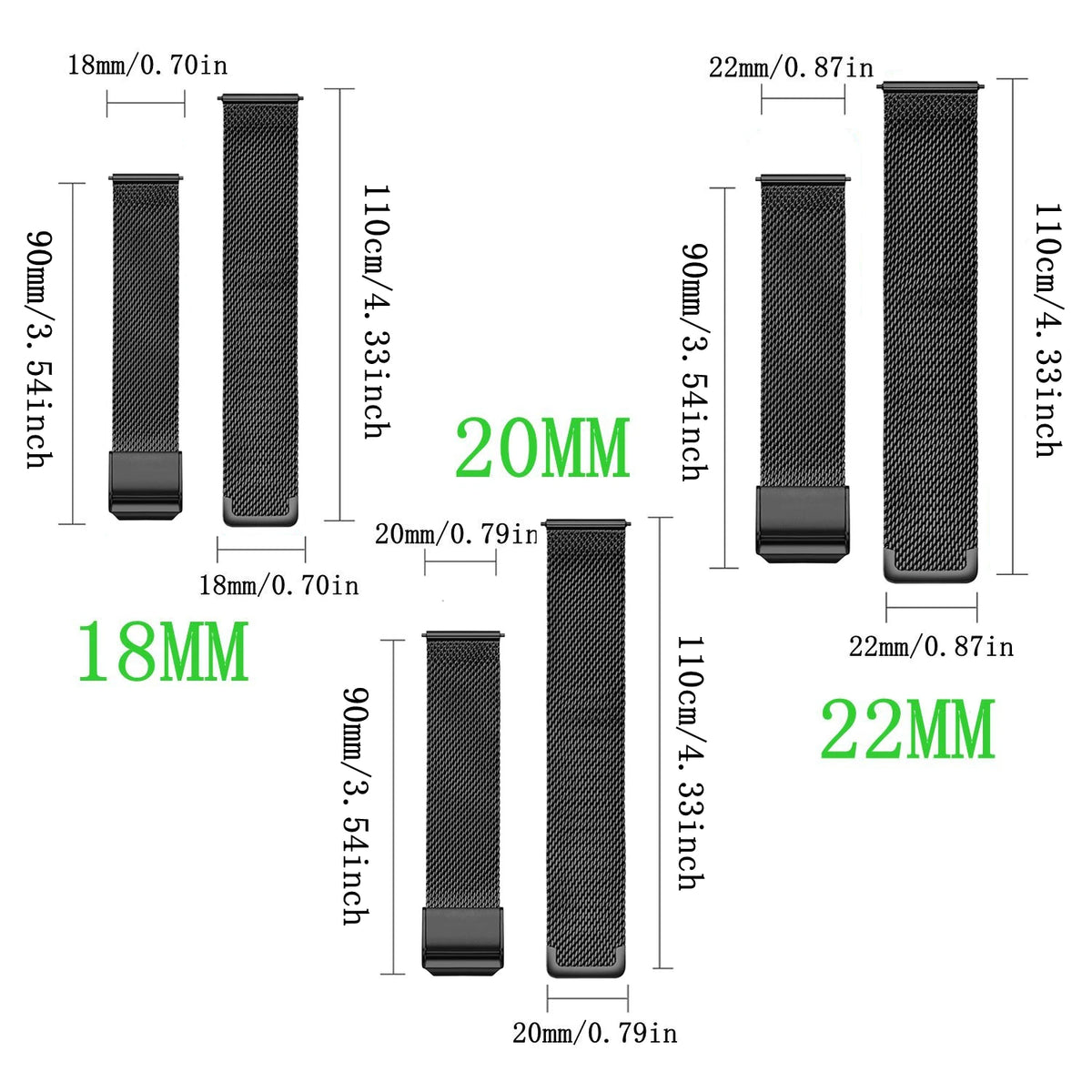 Milanese Watchband 18mm 20mm 22mm Metal Strap Bracelet For Samsung Galaxy Watch 7 6 5 4 40 44mm Huawei 4 GT Bracelet Garmin Band