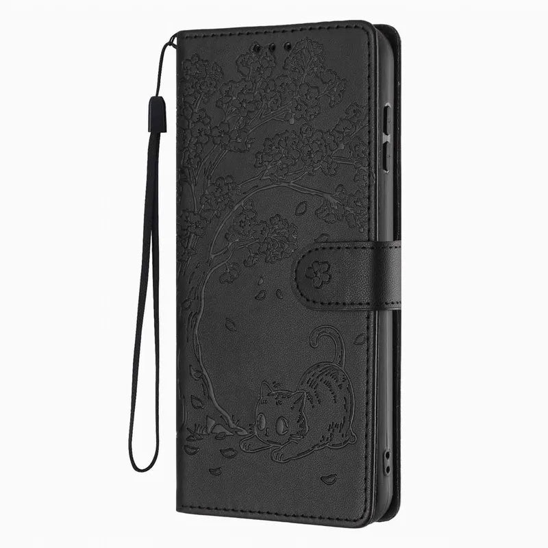 Lovely Cat Tree Case For Samsung Galaxy S5 S7 S6 Edge S20 FE S10E S10 S9 S8 Note 8 9 20 Ultra 10 Plus Pro Cash Wallet Fundas
