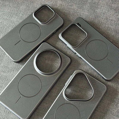 Metallic Heat Dissipation Mesh For Magsafe Magnetic Case For iPhone 17 Air 16 15 14 Plus 13 12 11 Pro Max Hard Thin Skin Cover