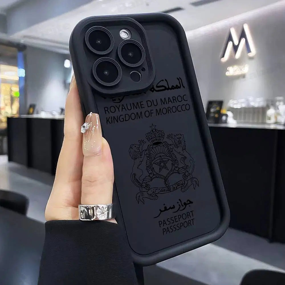 Morocco Passport Phone Case Silicone Phone Case For iPhone 17 Air 17 16 15 14 13 12 11 Plus Pro Max Shockproof Soft Cover