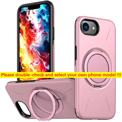 Phone Case For iPhone 17E 16E 360° Rotating Magnetic Stand Holder For Magsafe Deluxe Shockproof Bracket Covers Armor Fundas