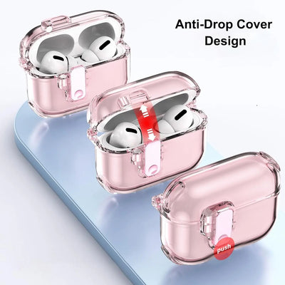 Earphone Case for AirPods Pro 3/Pro 2/4 with Secure Lock Soft TPU Transparent Protective Case with Lanyard for AirPods 4/Pro 3