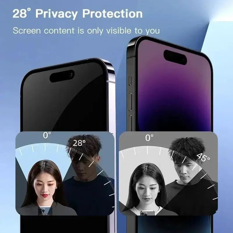 2Pcs Premium Screen Protector for iPhone 17 16 15 14 13 12 11 Pro Max Tempered Glass Full Cover Easy Install Auto-Dust Privacy